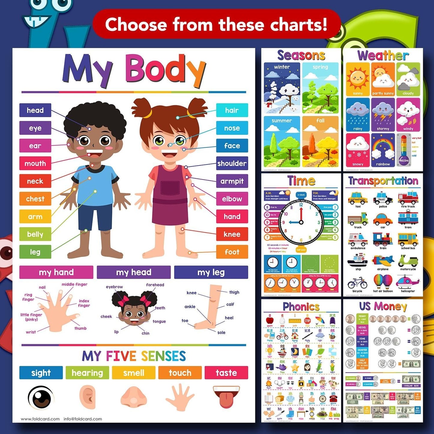 Place Value Math Educational Charts for Preschool to Gradeschool – Colorful Mathematics Visual / Learning Aid Poster for Classroom or Home | Printed on Glossy Durable Cardstock | 11 x 17" | 5 per Pack