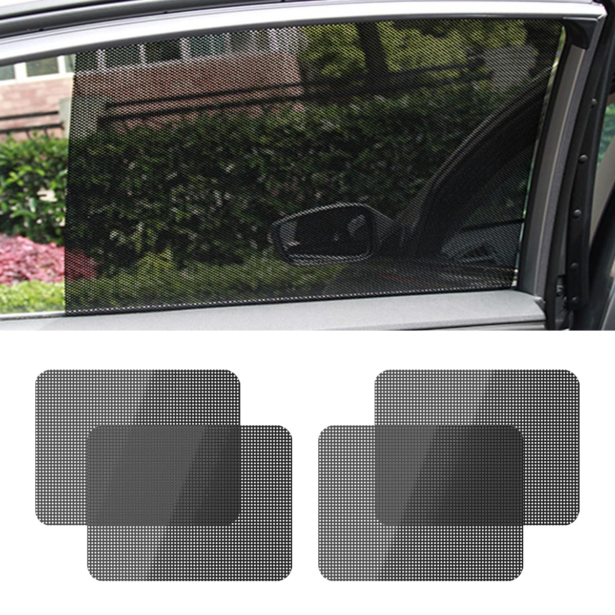 4PCS Car Side Window Sunshade, Block UV Rays Car Privacy Protector, Reuseable Static Cling Film Stickers, Washable Car Window Shade for Baby, Window Tint for Most Vehicles