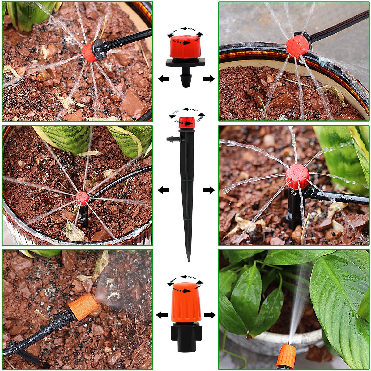Drip Irrigation System, 100FT Drip Irrigation Kit for Garden - 50FT Main & 50FT Branch Tubing, Adjustable Nozzles for Drip or Mist Cooling, Irrigation System for Garden, Lawn, Patio, Raised Bed