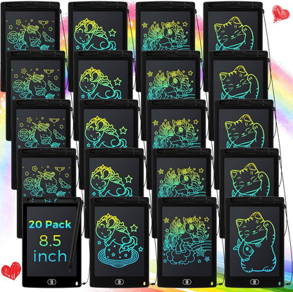Zhehao 20 Pack LCD Writing Board for Kids, 8.5 Inches Doodle Reusable Screen Drawing Pad Erasable Painting Pads Educational Toy for 3-8 Years(Black)