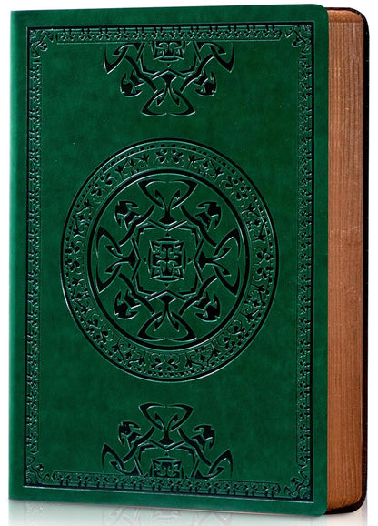 CAGIE Lined Journal for Men Soft Cover Notebook Leather Journals for Writing, 180 Lay Flat Vintage Mens Journal Personal Diary, 5.7'' X 8.3'', Dark Green