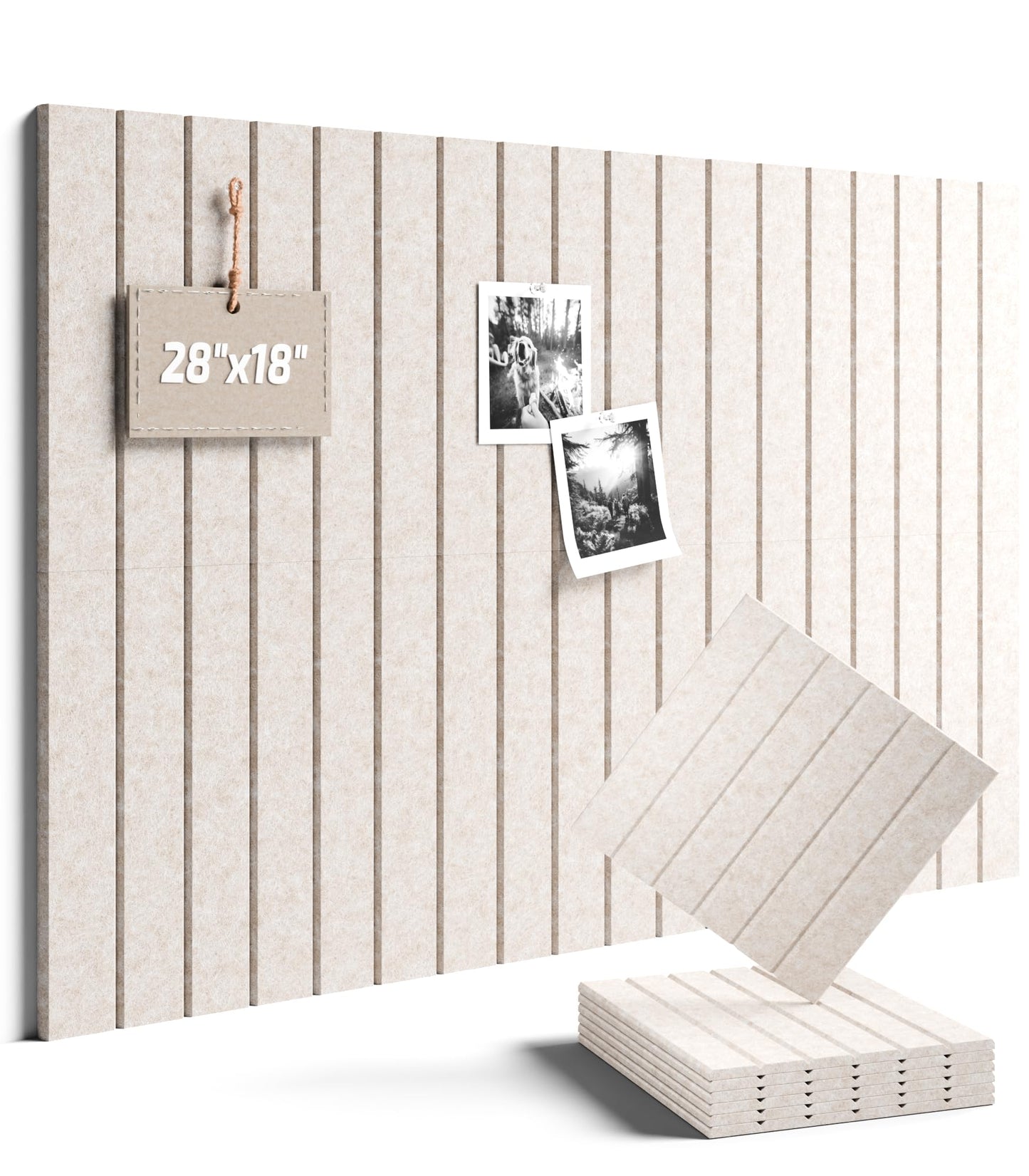Felt Bulletin Board Tiles -28"x18" with 40 Adhesive Tabs, Cork Board Alternative for Office Decor, Push Pin Board Wall Organizer 6-Pack (Oatmeal)