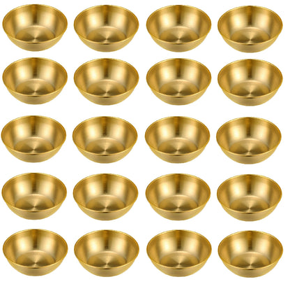 20pcs Golden Stainless Steel Sauce Dishes - Round Dipping Bowls for Condiments Seasoning Appetizers Stackable Mini Saucers for Kitchen Restaurant Sushi Restaurant 3.14 Inch