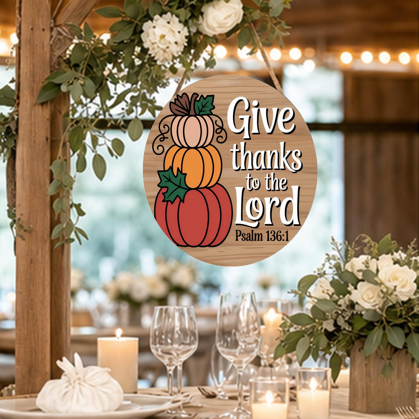Fall Decorations for Home Fall Door Decor Give Thanks to The Lord Pumpkin Wall Decor Pumpkin Hanging Sign