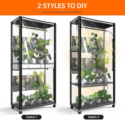 Bstrip Indoor Greenhouse Cabinet with Pegboard, Indoor Greenhouse with 4 Pack 96W Full Spectrum Grow Light for Indoor Plant, Foliage Plants, 29.5"x13.8"x59"
