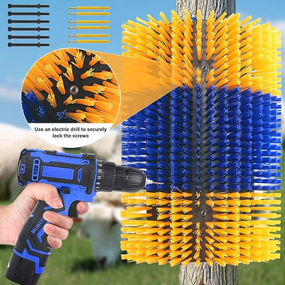2PCS Livestock Scratching Brush,Extra Large Size Livestock Scratching Brush, Massage Grooming Kit for Cattle, Sheep, Pig, Animal Back Scratching & Itch Relief, Blue-Yellow