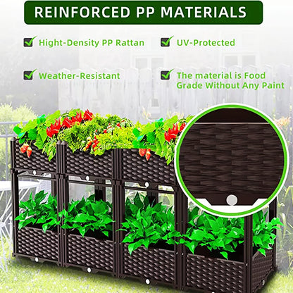 WTTTTW Thicken Raised Garden Bed Large Planters Box w/Drainage Plugs, Elevated Planter Boxes for Outdoor/Indoor, Vegetables, Herbs and Flowers,120x40x22cm