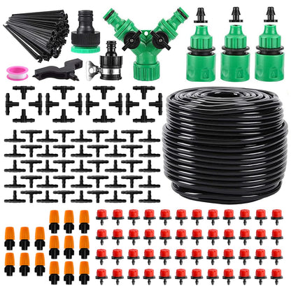 AEXHOT Garden Drip Irrigation System,Drip Irrigation Kit with 165FT/50M Drip Irrigation Hose DIY Saving Water Garden Watering System for Garden Greenhouse, Flower Bed, Patio,Lawn
