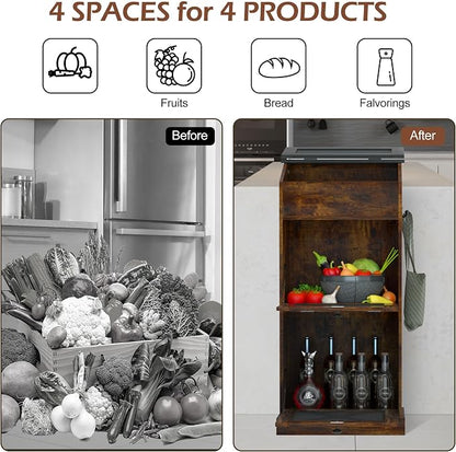 Wooden Potato and Onion Storage Bin w/Lid, Large Capacity and Ventilated Design, Ideal for Pantry, Kitchen Brown