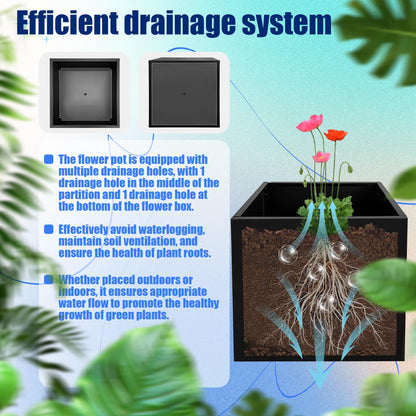 Srehloe Metal Planter Box for Outdoor Plants 36" x 12" x 24" Large Rectangular Planter Cube Steel Heavy Duty Flower Pot with Insert Shelf and Drainage Holes Suitable for Patio Yard Garden Porch Hotel