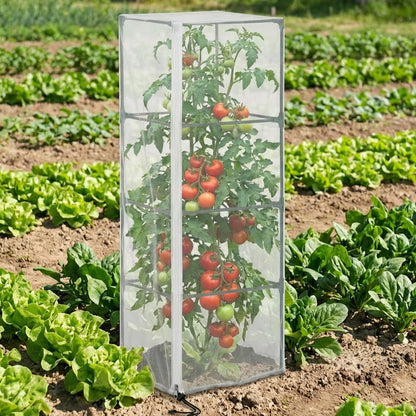 2 Pcs Garden Bird Netting for Square Plant Cage, 59" x 18" x 18" Tomato Cage Garden Net Cover with Zipper, Tomato Trellis Insect Bird Barrier Protection Mesh for Vertical Climbing Plants Vegetables