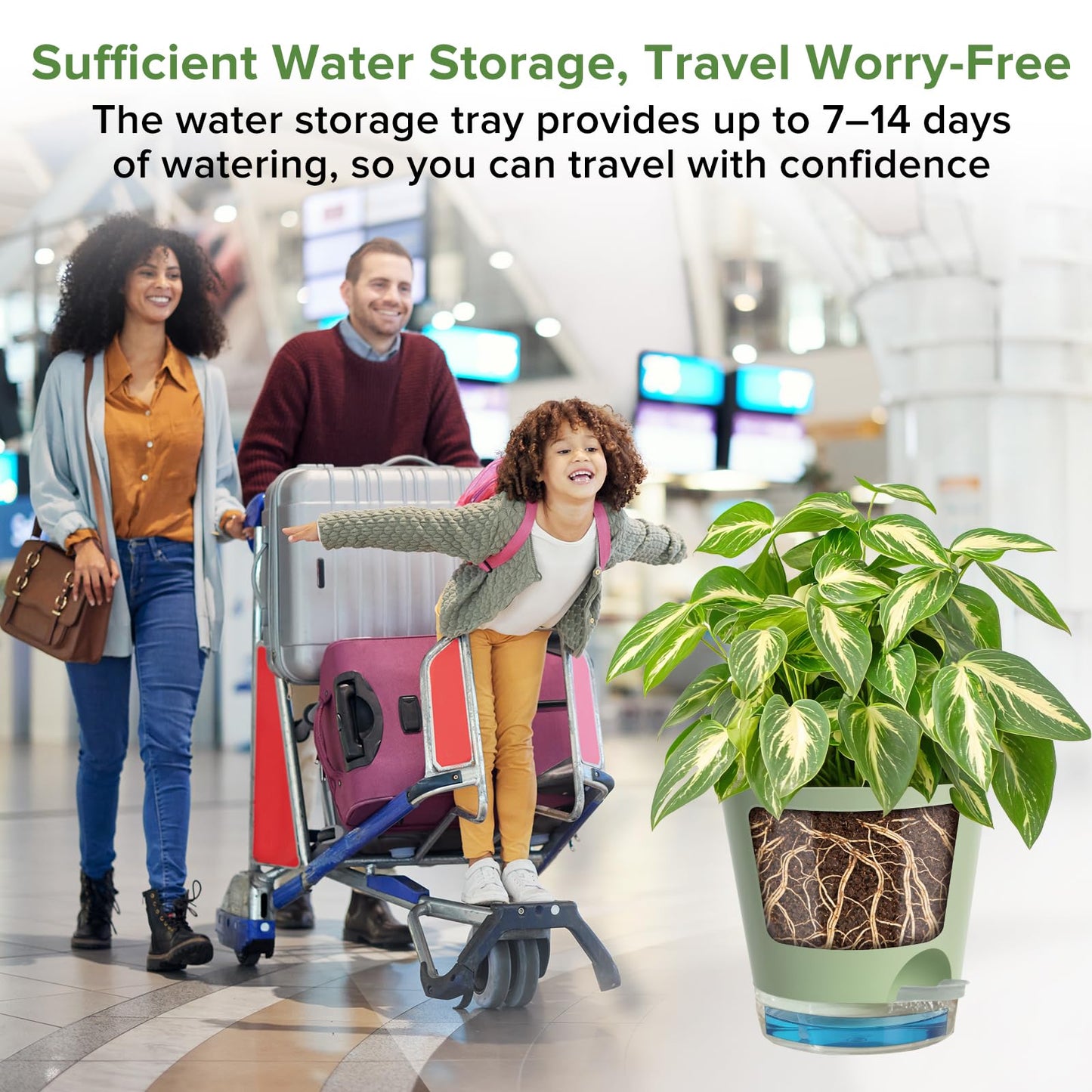 GARDIFE 2026 Upgraded Self Watering Plant Pots with Drainage Hole, 8/7/6.5/6/5.5/5/4 Inch Flower Planting Containers for House Plants, African Violet, Flowers, Cactus (Green, 8+7+6.5+6+5.5+5+4 inch)