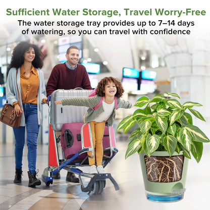 GARDIFE 2026 Upgraded Self Watering Plant Pots with Drainage Hole, 8/7/6.5/6/5.5/5/4 Inch Flower Planting Containers for House Plants, African Violet, Flowers, Cactus (Green, 8+7+6.5+6+5.5+5+4 inch)
