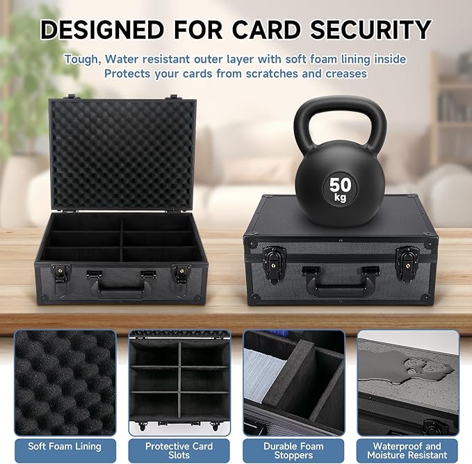 Trading Card Storage Box for 3" X 4" 35pt Toploaders 600+, Sturdy Secure Large Capacity Hard Case with 6 Foam Stoppers, Fits Toploader Magnetic Holders MTG Baseball Sports Card Storage Box Case