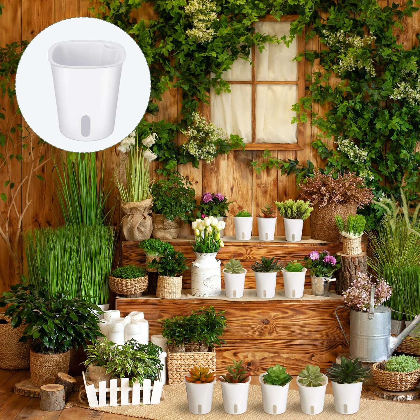 Ziliny 20 Pcs 3 Inch Self Watering Pots Self Watering Planters for Indoor Planters Plastic Garden Flower Pots with Level Indicator Vents for Herbs