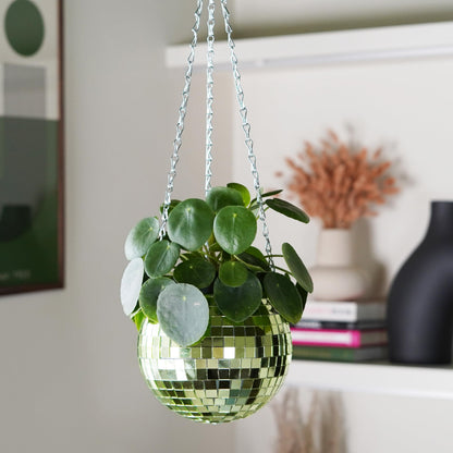 Bubblegum Stuff - Green Disco Ball Hanging Planter - 6 Inches - Hanging Planters - Indoor Plants - Available in Multiple Different Sizes - Great Gift for Plant Lovers!
