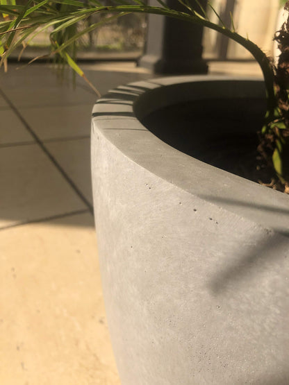 20", 16" and 12" W Round Slate Gray Concrete/Fiberglass Indoor Outdoor Elegant Bowl Planters (Set of 3)
