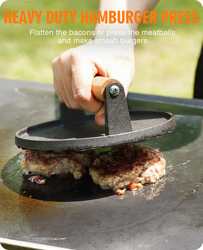 homenote Griddle Accessories for Blackstone, Commercial Grade 12 Inch Heavy Duty Melting Dome with Round Cast Iron Smash Burger Press Perfect for Flat Top Hibachi Grill Outdoor Indoor