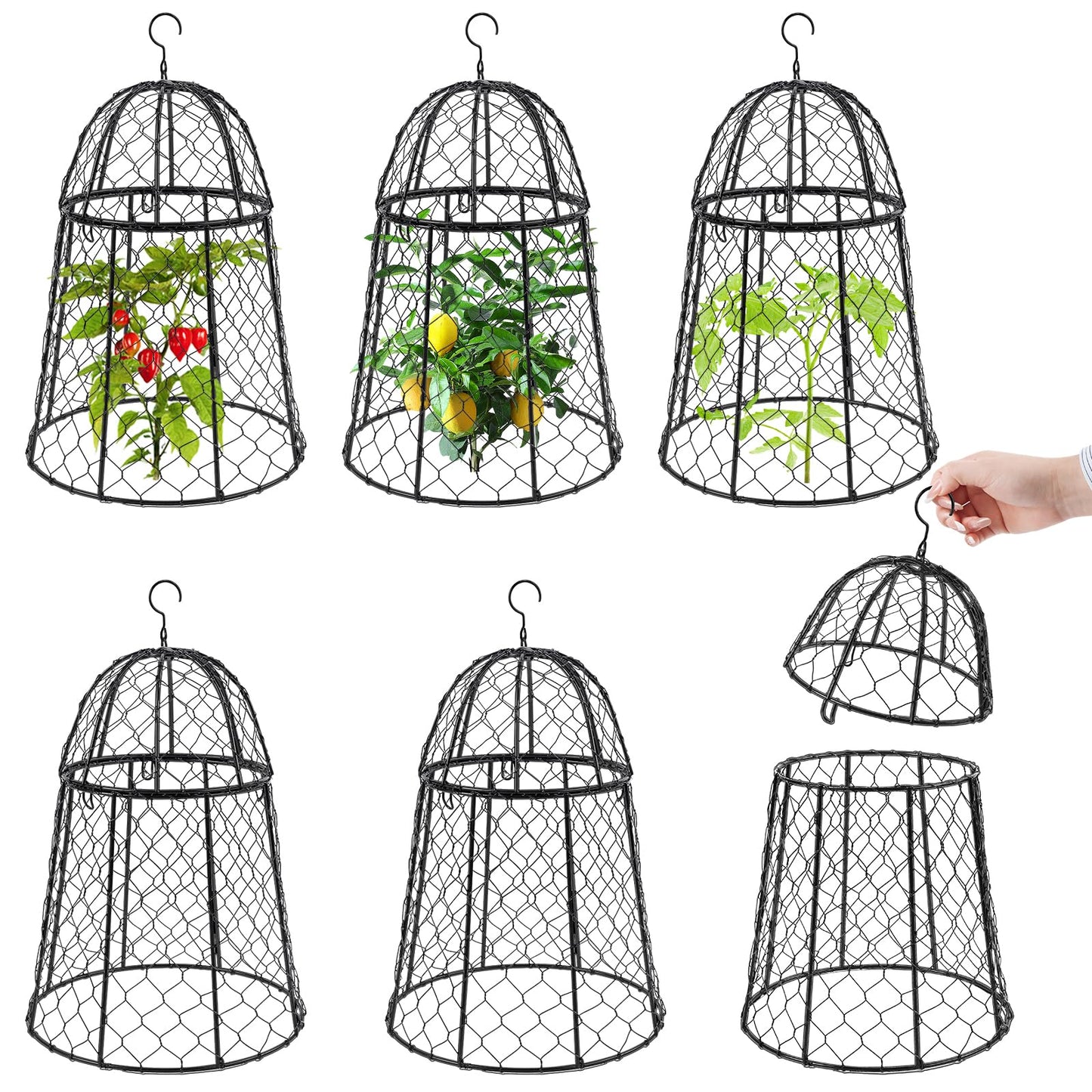 Phoncoo 6 Pack Garden Cloches for Plants, Sturdy Plant Protectors from Animals, Chicken Wire Cage for Garden Cages to Keep Bunnies Chicken Squirrels Birds Animals Out
