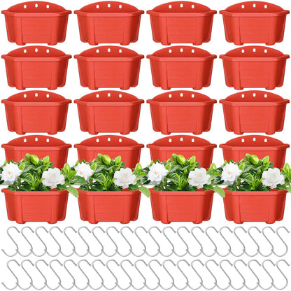 Rtteri 20 Pack Wall Hanging Planters, 9.8 Inch Plastic Flower Pots for Railing Fence, Wall Plant Basket for Balcony Fence Garden Yard Home Indoor Outdoor Decor