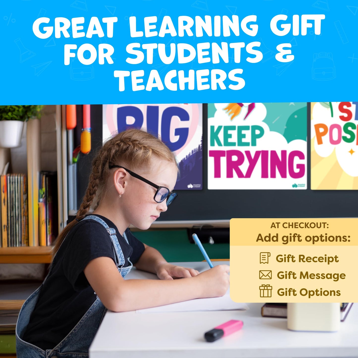 Motivational Posters for Classroom - 14pc Positive Inspirational Posters for Classroom Elementary Middle School High School - Positive Affirmation Wall Decor, Motivational Bulletin Board Decorations