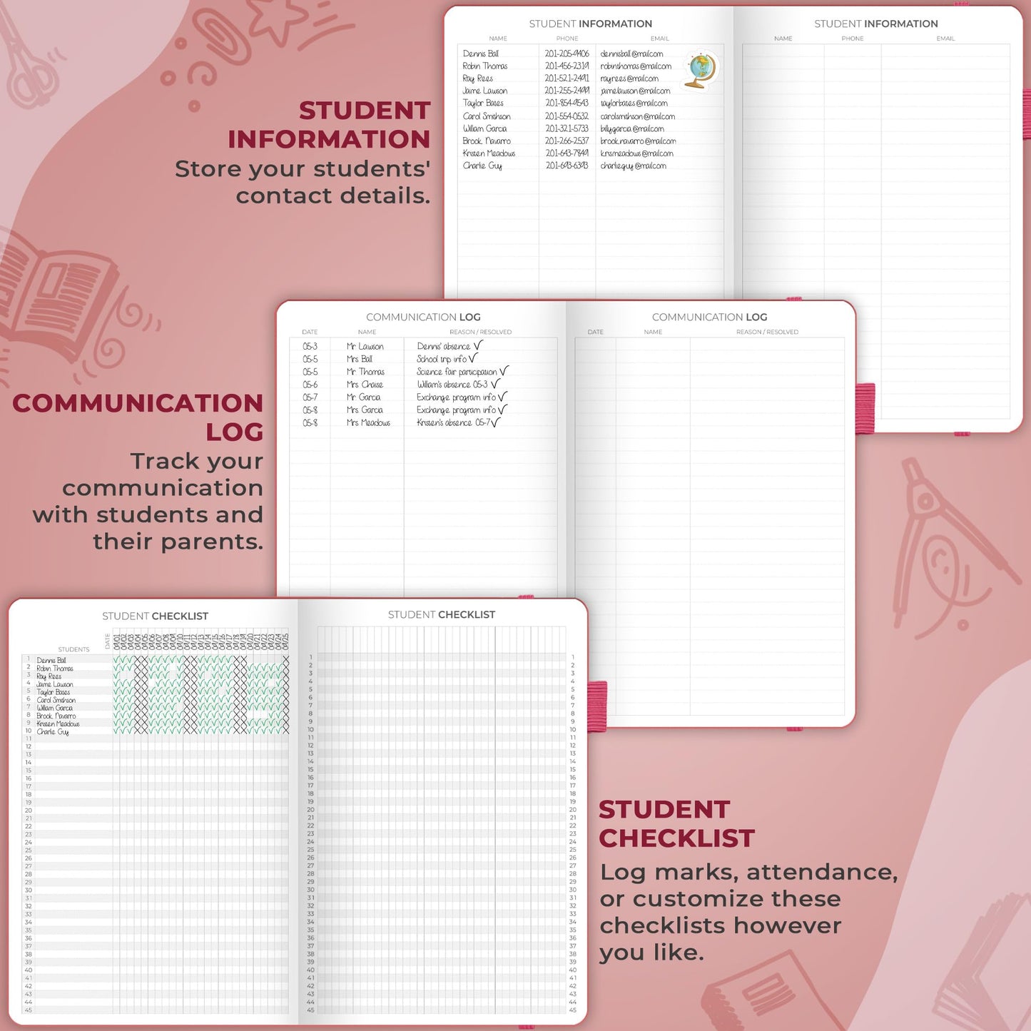 Clever Fox Teacher Planner – School Year Planner with Calendars & Lesson Plans – Teacher Plan Book for Classroom & Homeschool Organization - Undated, 7x10″, Hardcover (Fuchsia)