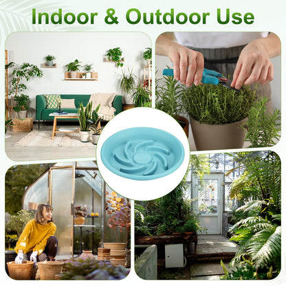M METERXITY 2-Pack Plant Saucer, 5.7 Inch/ 14.5cm Plastic Plant Trays Thicker for Pots/Indoor/Outdoor/Water Drainage and Protection, Flowerpot Drip Tray [Light Blue]