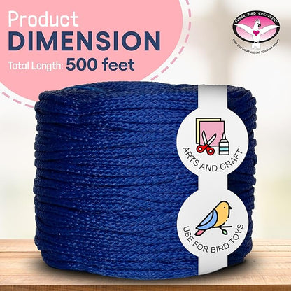 Super Bird Creations SB50030 Braided Polly Rope - Ideal for Making Bird Toys & Crafting - Hollow and Polly Rope, Polyethylene Rope - 1/8" Diameter & 500 Meters Long - Ideal for Parrots -Vibrant Purple