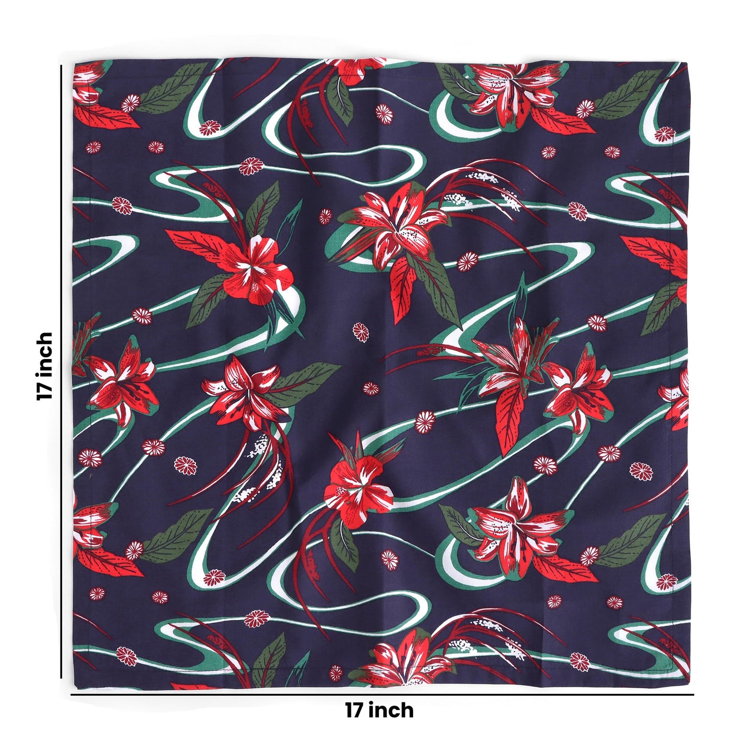 Cloth Napkins10 Pc Cotton Napkin Printed Inch Printed Home Decor Indian Eco Friendly Napkins for Halloween, Thanksgiving, Holiday Daily wedding uses Mix Lot Dinner (BLUE FLORAL, 17 X17 IN)