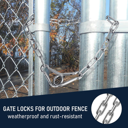 Gate Chain for Outdoor Fence - Rustproof Metal Gate Latch Chain with Hooks, Secure and Durable for Garden, Yard, and Farm Use - Easy Installation, Weather Resistant (2 Pack)
