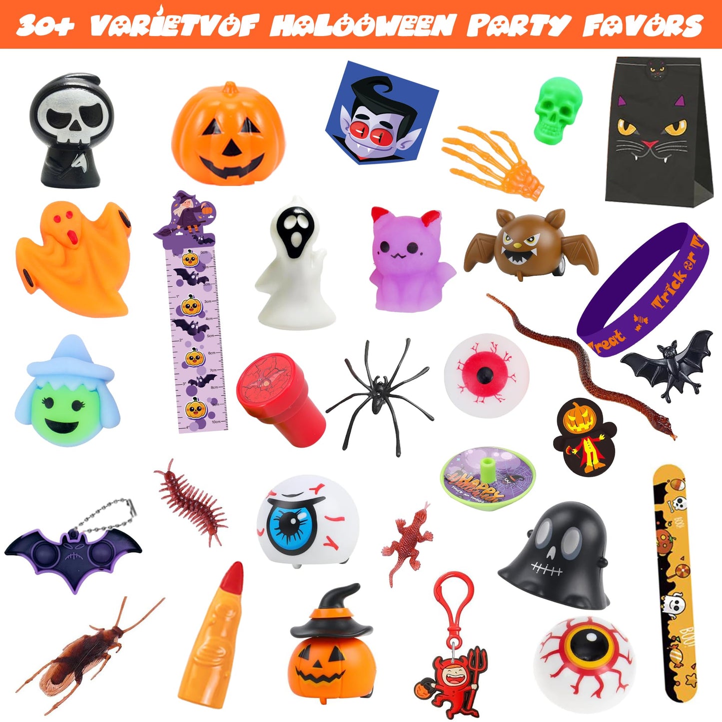 PLOUGVI 702PCS Halloween Party Favors Supplies Decorations - Trick or Treat Goodies Bag Fillers Stuffers - Halloween Toys for Classroom Prizes Gifts