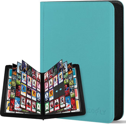 1000+ Pockets Trading Card Binder, 16 Pocket Zipper Binder Card Album, 32 Pack Double-sided Side Loading Non-Ring Card Binder, Card Holder Folders for MTG, TCG, Game Cards & Sports Cards, Teal