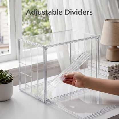 HBlife Mini Greenhouse for Indoor, Clear Stackable Green House with Magnetic Door & Adjustable Drainage Dividers, Tabletop Portable Greenhouse for Small Plants Nursery Germination and Display, 2 Pack