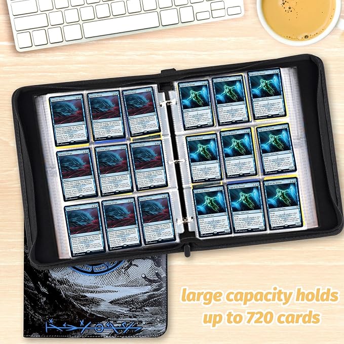9 Pocket Card Binder, 720 Double Sided Pocket Trading Card Binder, Premium PU Card Collector Album,Card Folder for MTG/YGO/PTCG/Game Cards(Blue)
