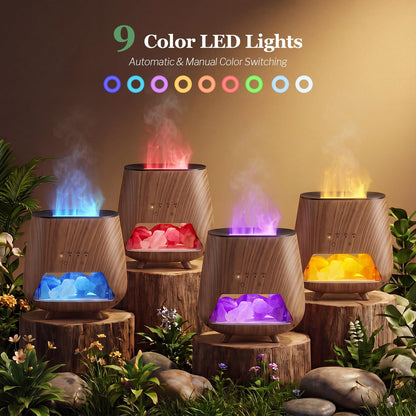 OUWEDW Essential Oil Diffuser for Home, 𝟒-𝐢𝐧-𝟏 Aromatherapy Diffuser & 𝐇𝐢𝐦𝐚𝐥𝐚𝐲𝐚𝐧 𝐒𝐚𝐥𝐭 Lamp, 200ml Cool Mist Humidifier, 𝟗-𝐂𝐨𝐥𝐨𝐫 𝐋𝐄𝐃, Auto Off, Bedroom Office Yoga