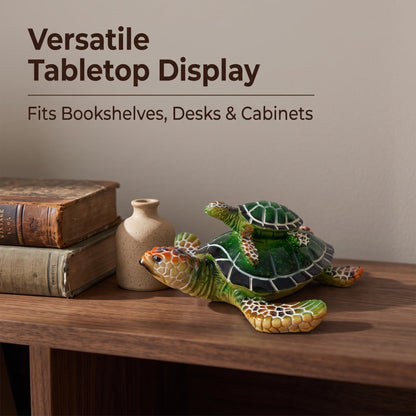 Brizoria Sea Turtle Decor Collectible Figurines with Baby Resin Animal Statue Blue Green Ocean Themed Gift from The Sea Turtle Gifts for Women Men Tabletop Decorations Tortoise, Green