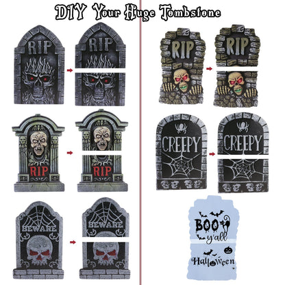 25.5inch DIY Halloween Decorations Outdoor Tombstones Decor Large,5PCS Huge Scary Halloween Yard Sign Decorations,Waterproof Graveyard Tombstone Halloween Tombstones & Cemetery Outdoor Decorations