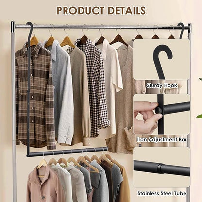 Closet Rod Extenders - Black Adjustable Closet Hanging Rod, Width & Height Expandable Clothes Rod, Space-Saving Closet Organizer for Hanging Clothes, Easy Installation, 1 Pack