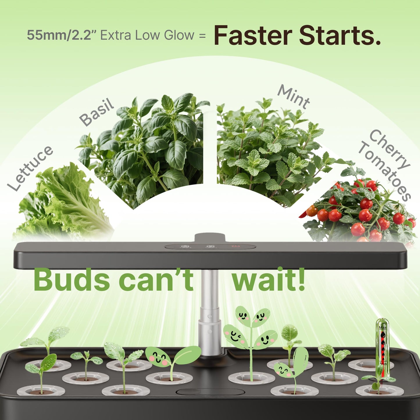 SUNCOZE Hydroponics Growing System Kit 12 Pods, 24W LED Grow Light Indoor Garden, 4L Water Tank with Quiet Pump, Adjustable Height Herb Garden Planter Indoor Kit, Gardening Gifts, Black