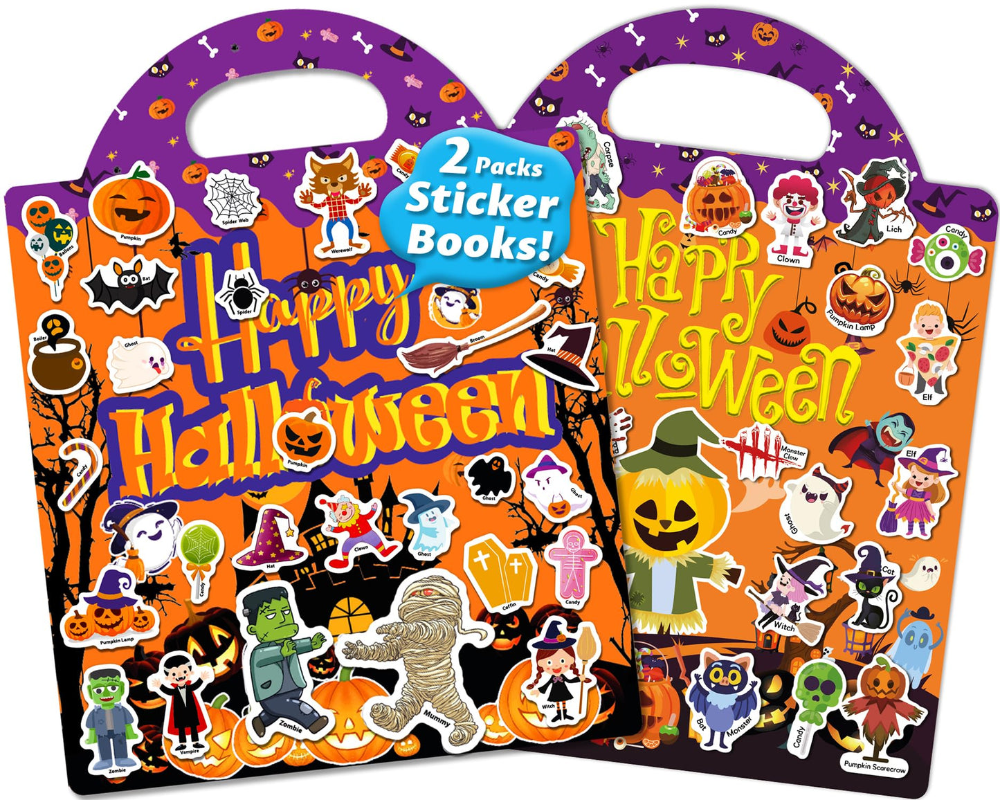 Walenced Reusable Sticker Book for Toddlers, Stickers for Kids, Toddler Sticker Book, Toddler Craft Activities, Toddler Travel Toys Boy Girl Birthday Gifts - Halloween