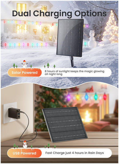 Minetom Solar C9 Christmas Pathway Lights - 20 LED, 8 Modes, Timer, 32FT, 2 Pack, Multicolor