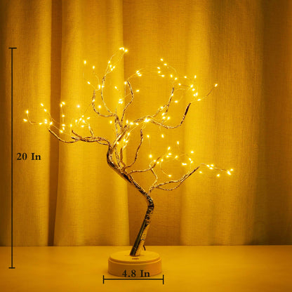 20" Bonsai Fairy Spirit Tree Light with 108 LED, DIY Artificial Tree Lamp, Battery/USB Operated, Aesthetic Lamps for Living Room Bedroom Christmas Party Home Gifts Room Decor (Warm White)