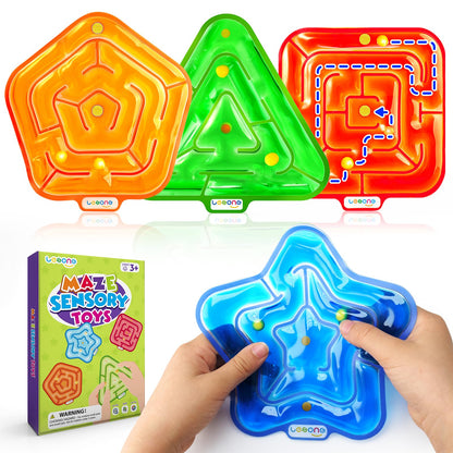 LESONG Sensory Fidget Toys for Kids: 4 Pack Squishy Gel-Filled Fidget Maze for Special Needs - Calming Sensory Toys for Autism ADHD Classroom Prizes - Travel Games for Boys Girls Car Road Trips