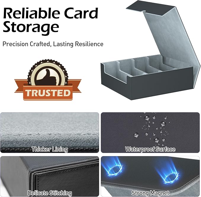 4-Row【3200+】 Trading Card Storage Box, Card Organizer Holder With 24 Dividers, Case Fit for Mtg Tcg Magic Commander Deck Playing Cards, Deck Box for Sport Card