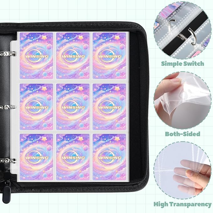 Card Binder 9 Pocket, 900 Pockets Card Holder Compatible with Game Cards Gift for Girls, Trading Card Binder Album Case Book Storage For Photocards, Large,Pink