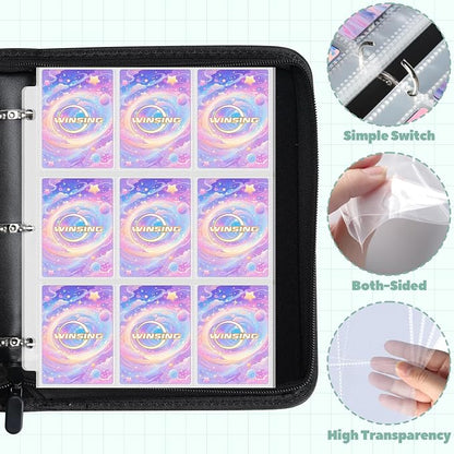 Card Binder 9 Pocket, 900 Pockets Card Holder Compatible with Game Cards Gift for Girls, Trading Card Binder Album Case Book Storage For Photocards, Large,Pink