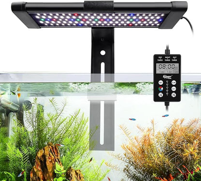 hygger Small Clip On Aquarium LED Light, Custom Daylight-Moonlight & 24/7 Mode, 12-18 in Full Spectrum Fish Tank Light, 8 Colors Adjustable Brightness Auto On Off with Memory for Planted Tank