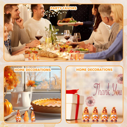 DoubleFill 50 Pcs Thanksgiving Pumpkin Mini Gnomes Figurines Fall Miniatures Gnomes Maple Leaf Decorations Ornaments for Autumn Tiered Tray Table Centerpieces Harvest Party Favors Gift to Hide and See