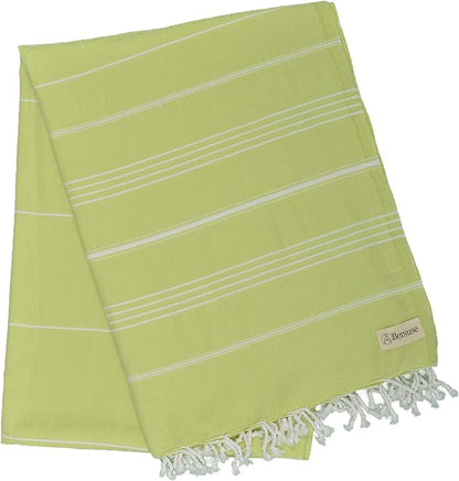 Bersuse Towels Anatolia XL Beach Blanket Throw Blanket Turkish Towel 100% Cotton Extra-Large Quick-Dry Lightweight Premium Peshtemal Towel - 61x82 Inches, Pistacho Green (Set of 6)