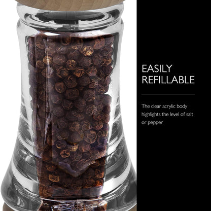 Cole & Mason Basic Woods Mill Gift Set - Adjustable Salt & Pepper Grinders - Refillable Spice Tools - Hand Wash Kitchen Tool - Wood